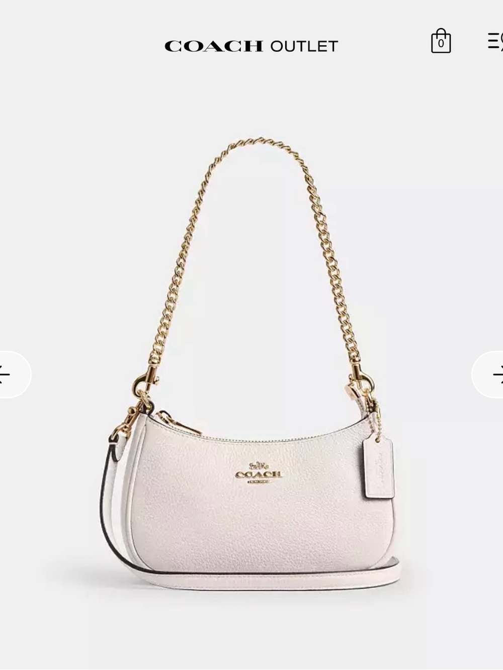 Coach White Leather Shoulder Bag with Gold Chain Strap